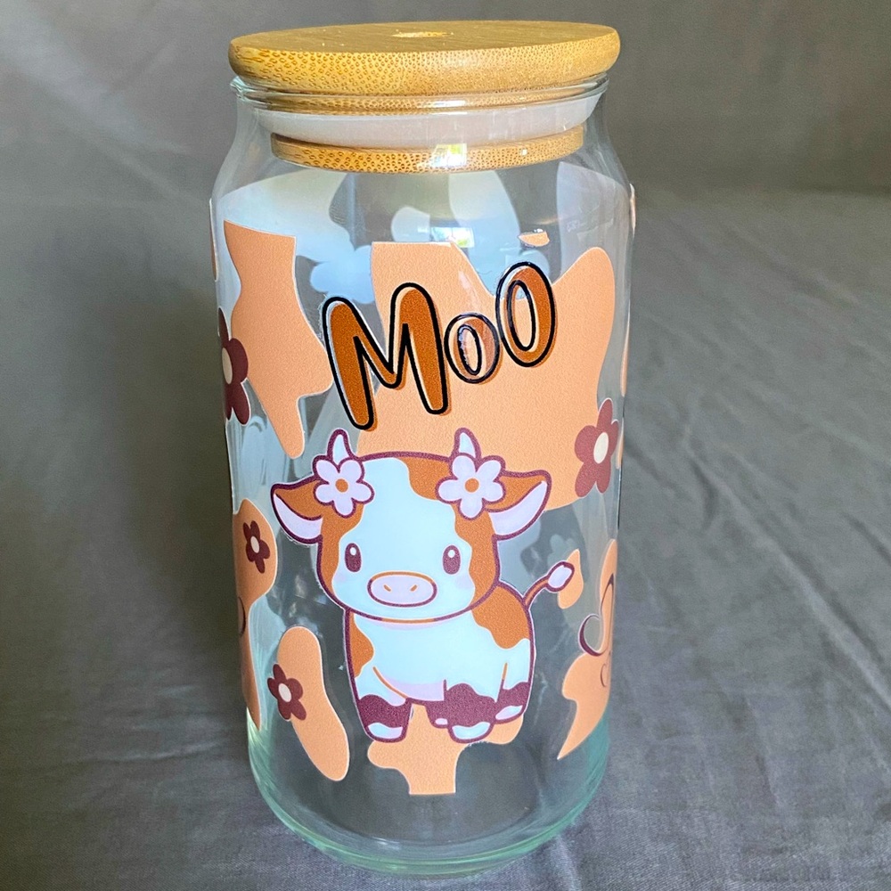 Cow Custom Glass Tumbler